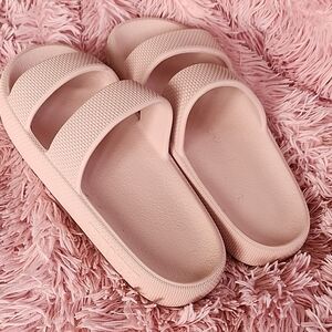 PINK Victoria's Secret Pale Pink Double-Strap Slide Sandals